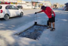 Avanza labor de bacheo en colonias de Reynosa