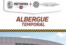 Habilitó Gobierno de Reynosa Albergue Temporal en el Polideportivo