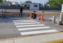 Pinta Gobierno Municipal de Reynosa cruce peatonal escolar