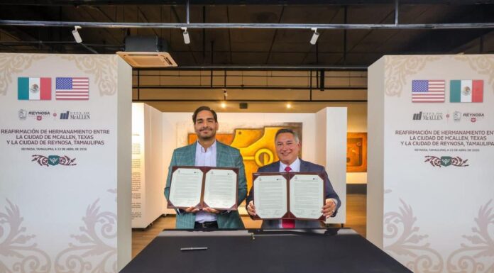 Reafirman hermanamiento de ciudades Reynosa-McAllen, Carlos Peña Ortiz y Javier Villalobos