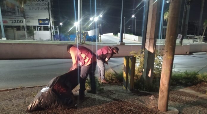 Avanza manteniendo urbano de Reynosa mediante trabajo nocturno del Municipio