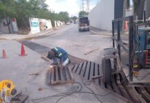 Reparó Servicios Públicos rejilla pluvial en carretera Reynosa a Río Bravo