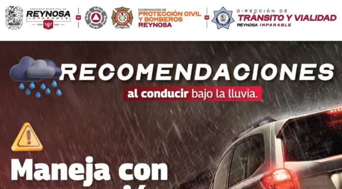 Exhorta Gobierno de Reynosa a extremar precauciones ante lluvias intermitentes