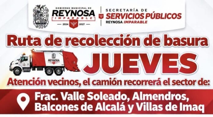 Recorre camión recolector Valle Soleado y Pedro J. Méndez, entre otras colonias hoy jueves